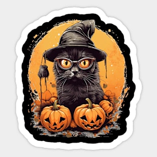 halloween black cat Sticker